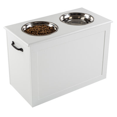 Elevated dog bowls with fashion storage